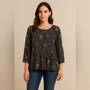 Madewell Boho Peasant Paisley Bell-Sleeve Top Women’s Small | Lightweight Silk